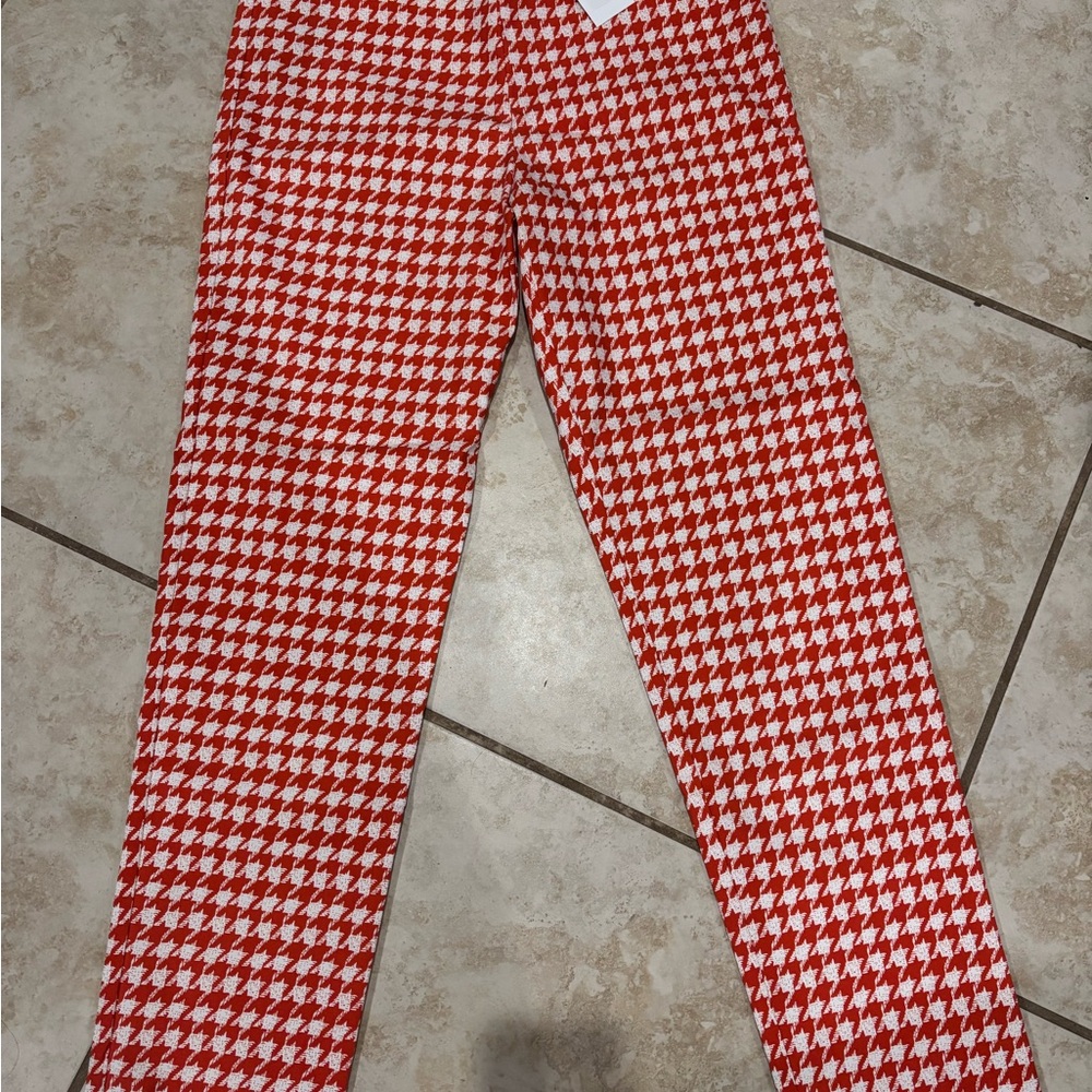 Brand NEW Krazy Larry Orange & White stretch pull on pants Sz M 8 Super Comfy!